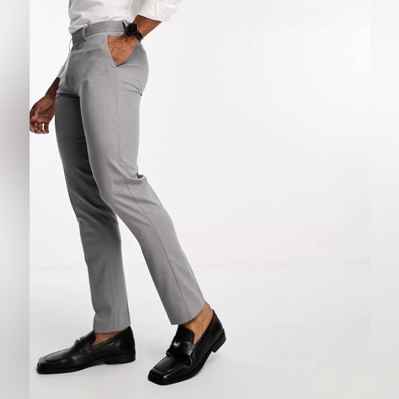 ASOS Design Slim Smart Dress Pants in Gray W34 L32 - Picture 2 of 12